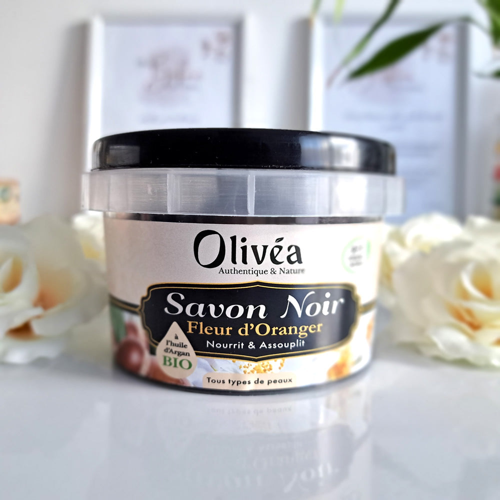 SAVON NOIR NATUREL - FLEUR D'ORANGER "OLIVÉA" BIO