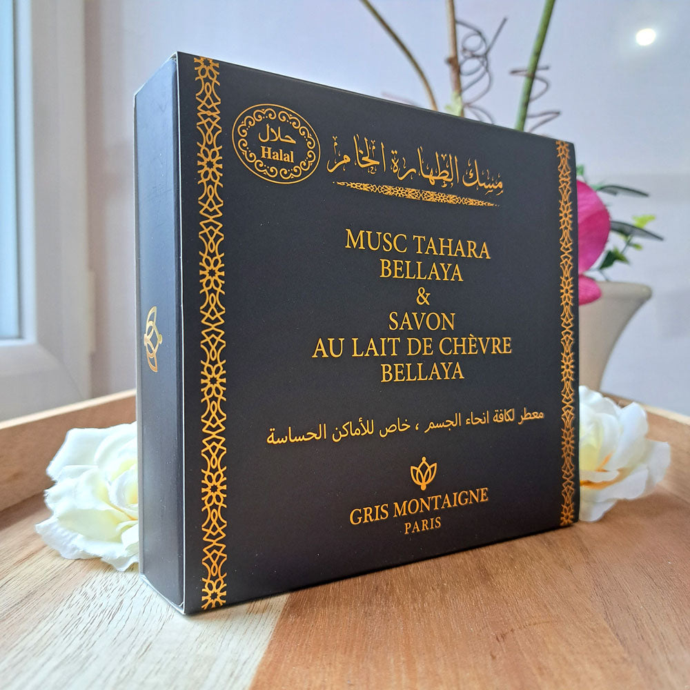 COFFRET INTIME "MUSC TAHARA BELLAYA & SAVON AU LAIT DE CHÈVRE BELLAYA"