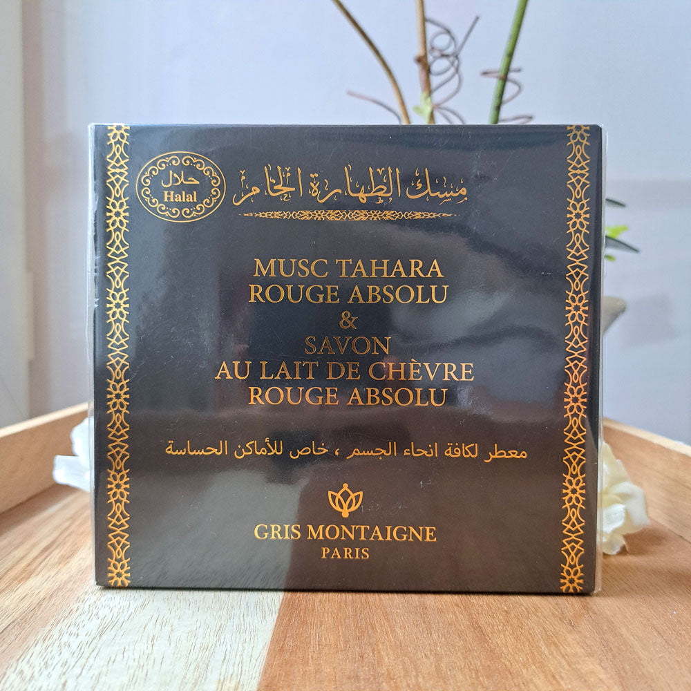 COFFRET INTIME "MUSC TAHARA & SAVON AU LAIT DE CHÈVRE ROUGE ABSOLU"