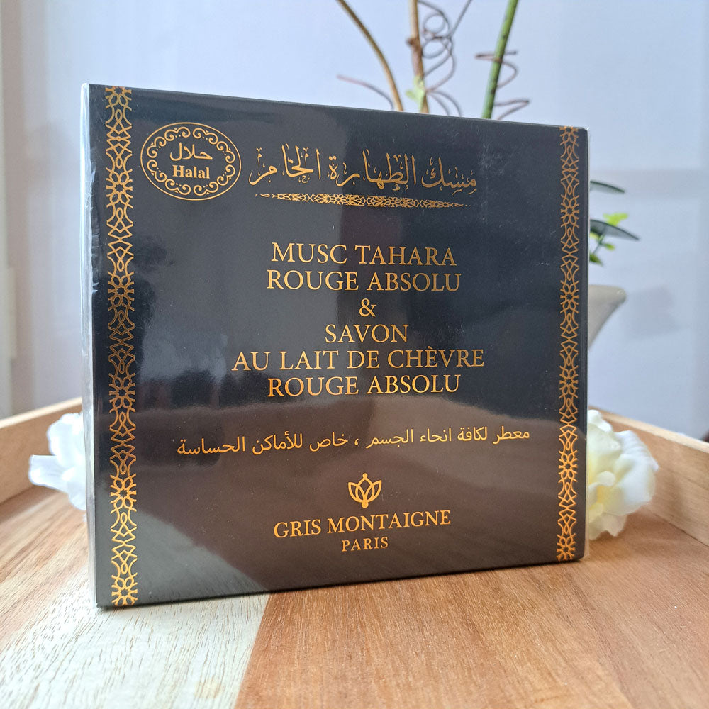 COFFRET INTIME "MUSC TAHARA & SAVON AU LAIT DE CHÈVRE ROUGE ABSOLU"