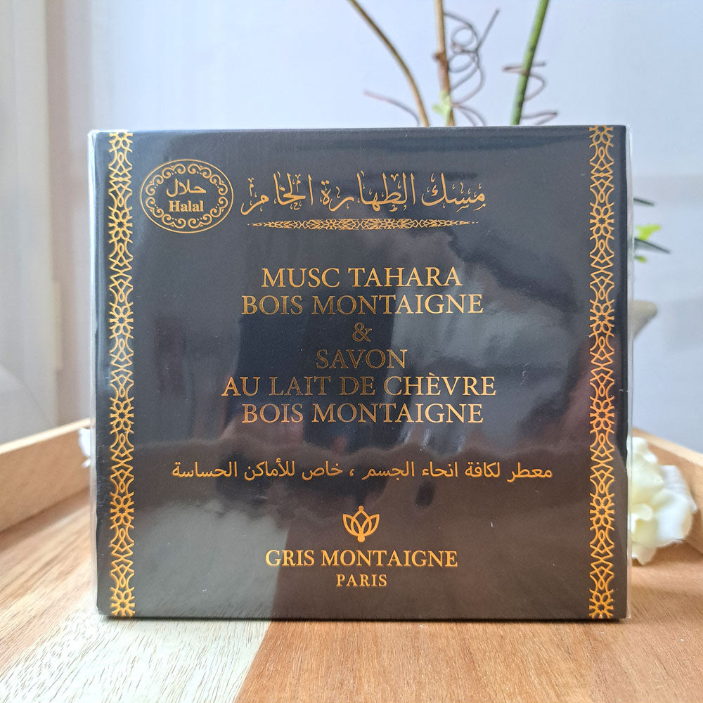 COFFRET INTIME "MUSC TAHARA & SAVON AU LAIT DE CHÈVRE BOIS MONTAIGNE"