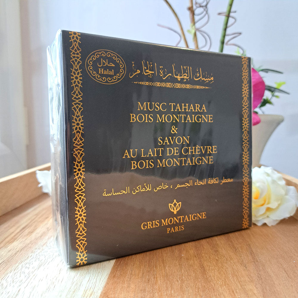 COFFRET INTIME "MUSC TAHARA & SAVON AU LAIT DE CHÈVRE BOIS MONTAIGNE"