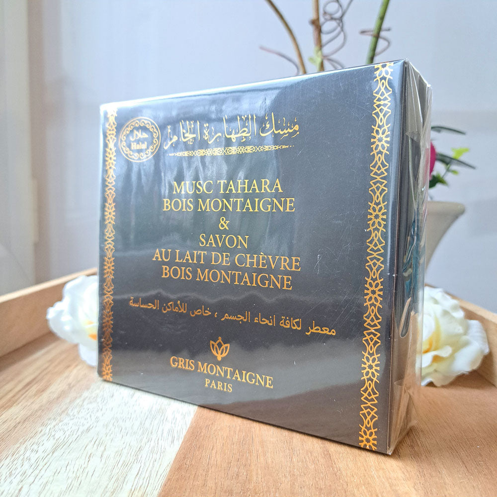 COFFRET INTIME "MUSC TAHARA & SAVON AU LAIT DE CHÈVRE BOIS MONTAIGNE"